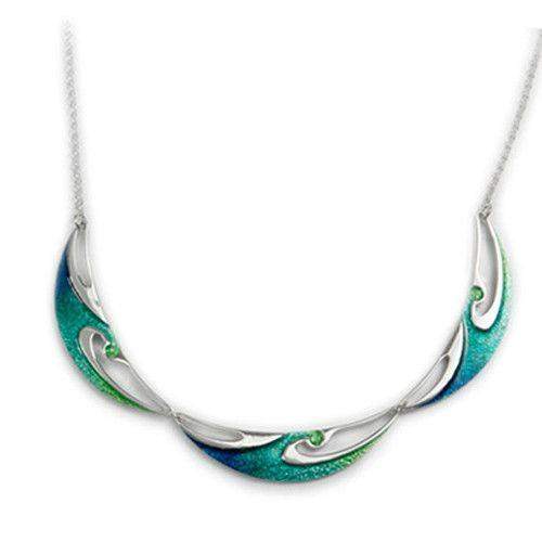 Sterling Silver &amp; Enamel Wave Necklace - EN98-ORT-Ogham Jewellery