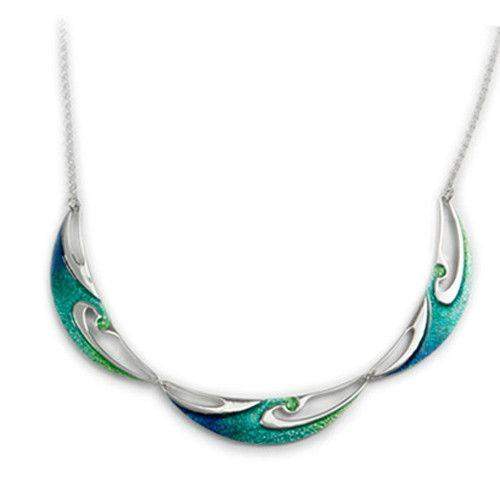 Sterling Silver & Enamel Wave Necklace - EN98-ORT-Ogham Jewellery