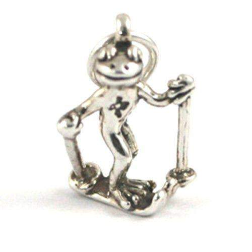 Sterling Silver Frog on Skis Charm-Ogham Jewellery