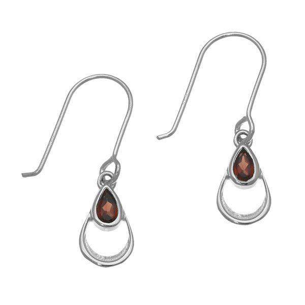 Sterling Silver & Garnet Birthstone Earrings CE403-Ogham Jewellery