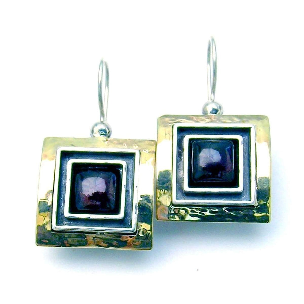 Sterling Silver & Garnet Drop Earrings E18471845-Ogham Jewellery