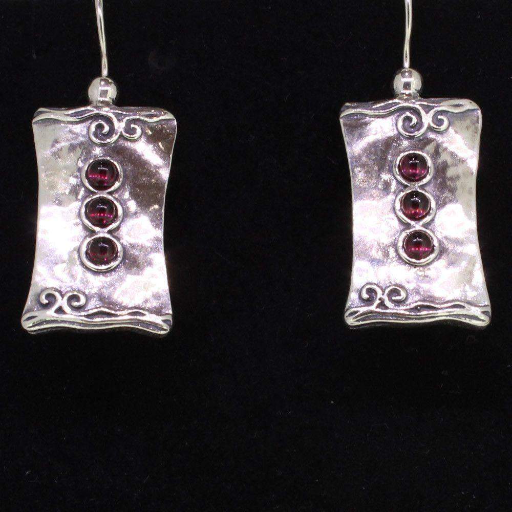 Sterling Silver Garnet Drop Earrings Handmade Designer
