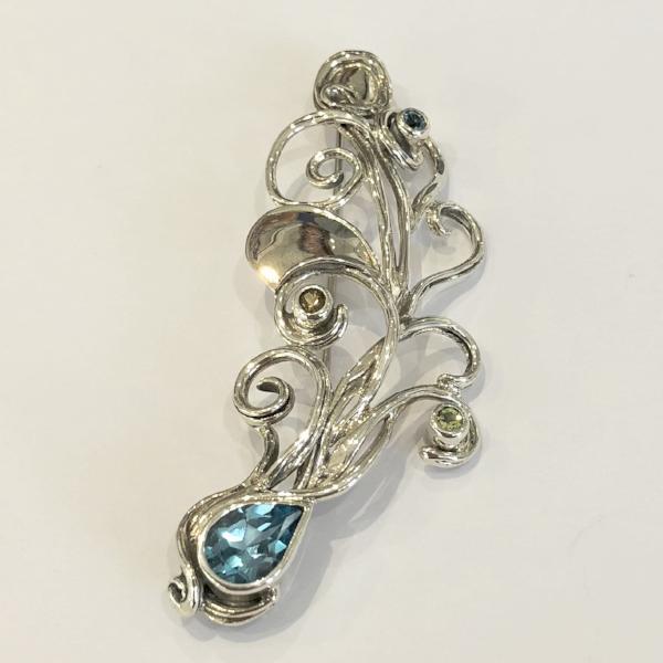 Sterling Silver Gemstone Brooch M457-Ogham Jewellery