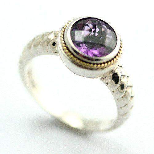 Sterling Silver &amp; Gold Designer Ring - 07BB-Ogham Jewellery