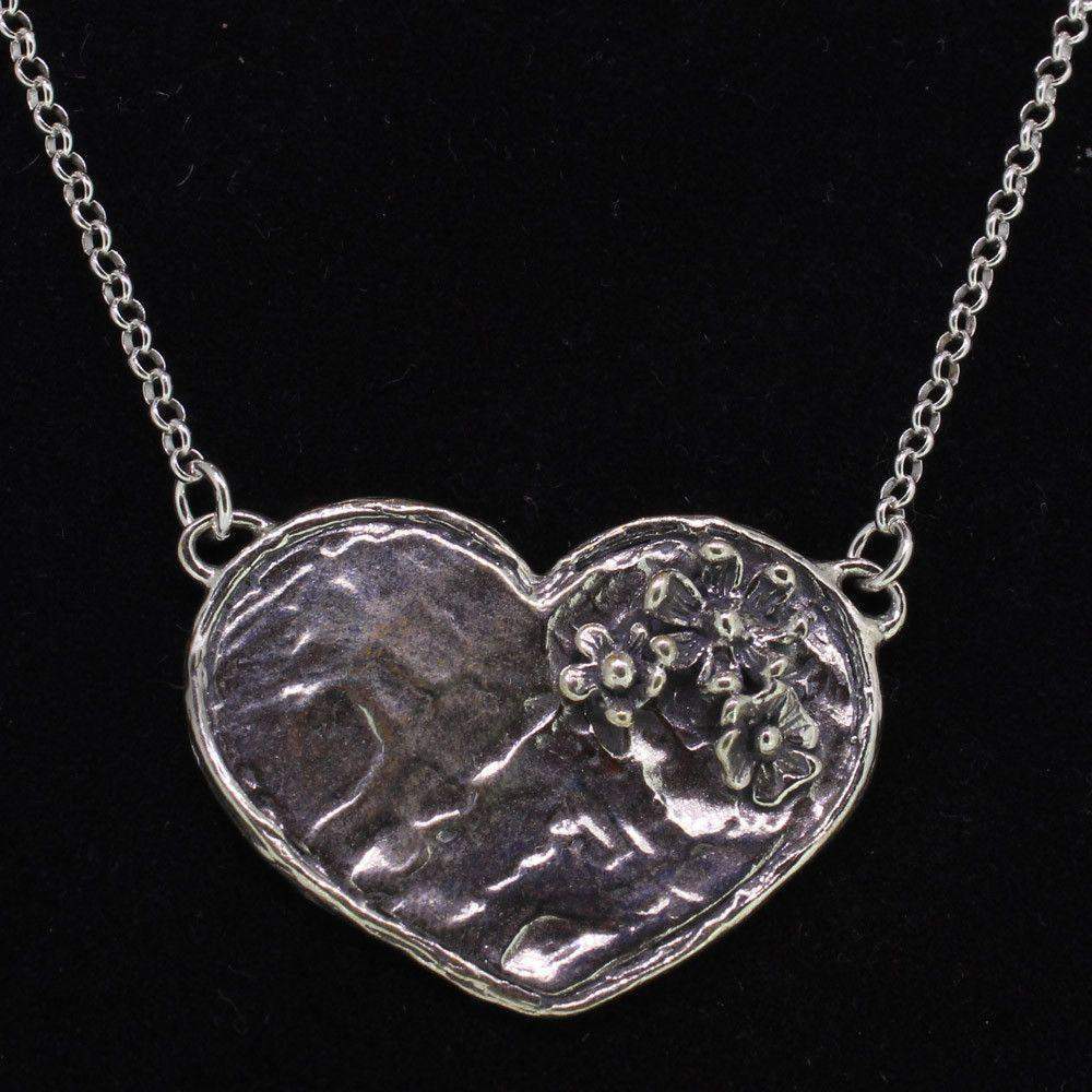 Sterling Silver Hammered Heart Pendant N9288-Ogham Jewellery