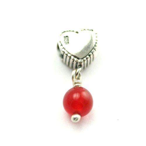 Sterling Silver Heart charm bead-Ogham Jewellery
