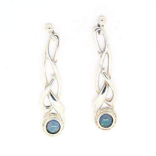 Sterling Silver & Opal Celtic Earrings - SE113-Ogham Jewellery