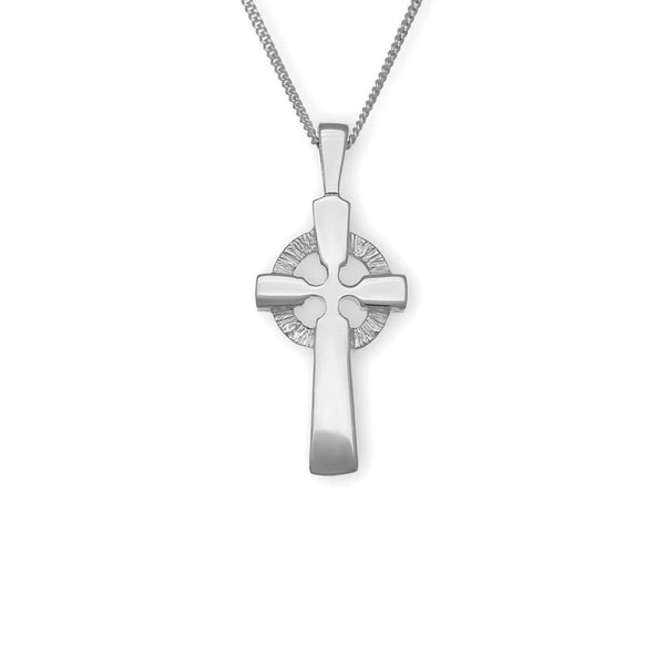 Silver celtic cross necklace deals