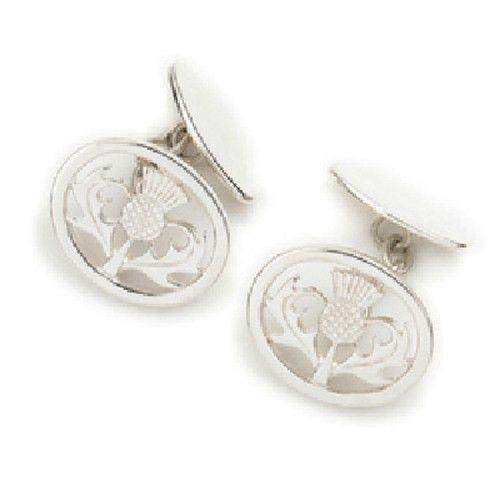 Sterling Silver or 9ct Gold Thistle Cufflinks - CL12-Ogham Jewellery