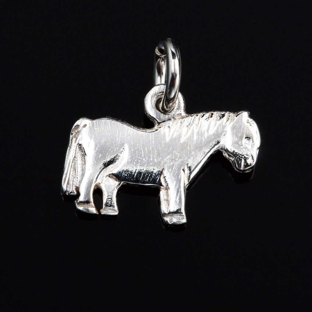 Sterling Silver Or 9ct Yellow Gold Shetland Pony Charm - CH14-s-Ogham Jewellery