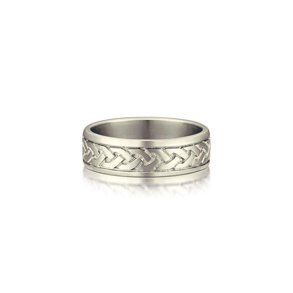 Sterling Silver or Gold Celtic Wedding Ring - R29 Size R-Z-Ogham Jewellery
