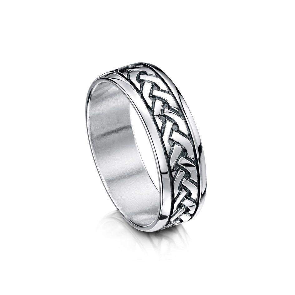 Sterling Silver or Gold Celtic Wedding Ring - R29 Size R-Z-Ogham Jewellery