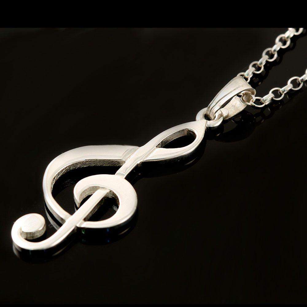 Sterling Silver Or Gold Treble Clef Musical Note Pendant - P595-s-Ogham Jewellery