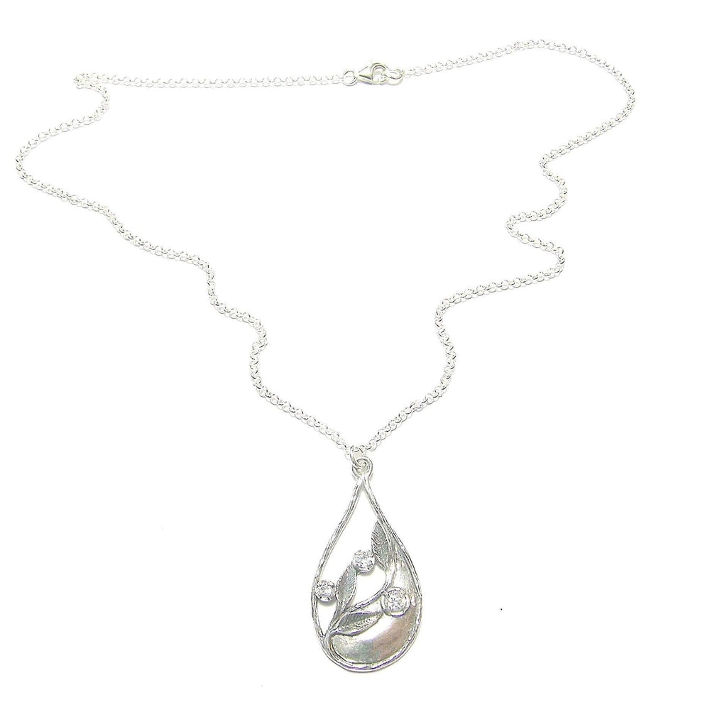 Sterling Silver Pendant With Cubic Zirconium -N9501-Ogham Jewellery
