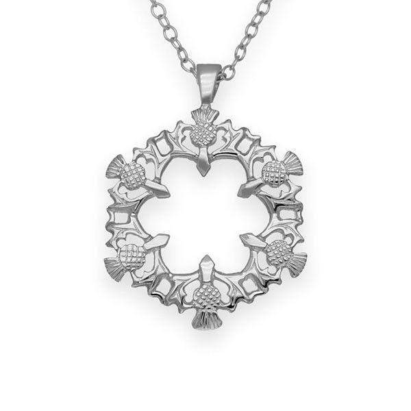 Sterling Silver Thistle Pendant - P125-Ogham Jewellery