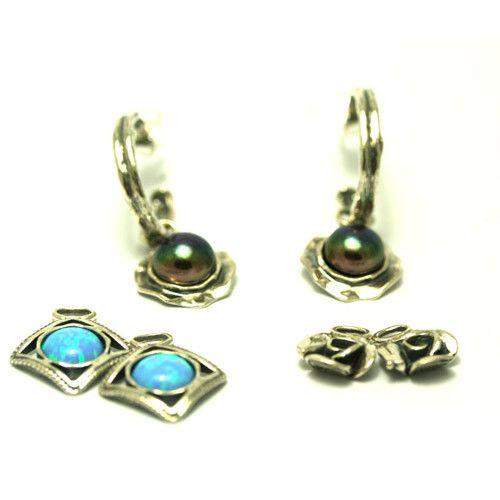 Tamir Zuman Silver And Opaline Earrings - E6868-Ogham Jewellery