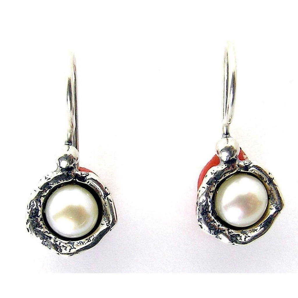 Tamir Zuman Silver And Pearl Earrings -E3110A-Ogham Jewellery