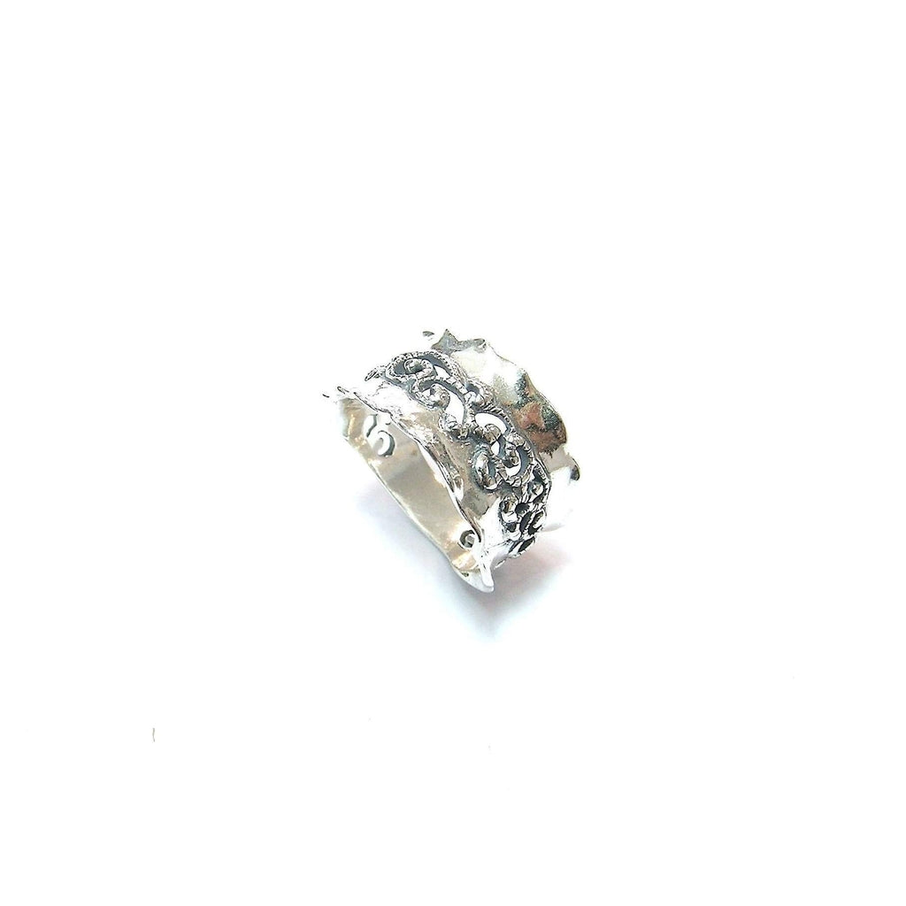 Tamir Zuman Silver Textured Centre Ring - R9363-Ogham Jewellery