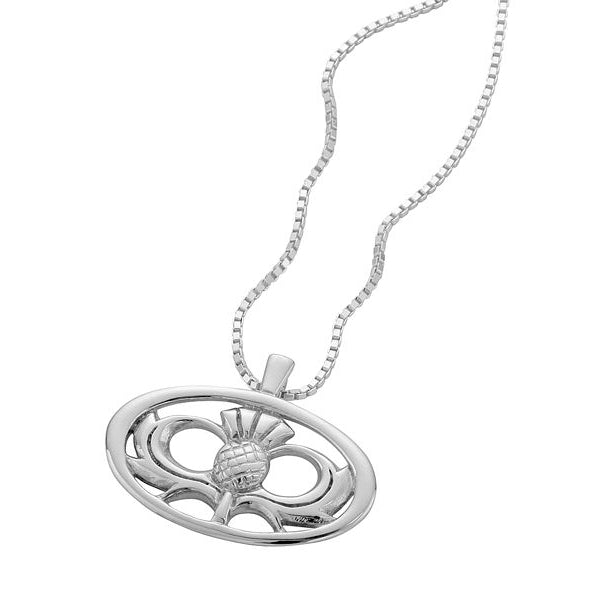 Kilry Scottish Thistle Oval Pendant - TH017