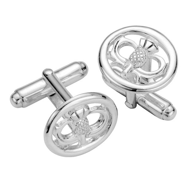 Silver Scottish Thistle Cufflinks - TH029CL Celtic Art