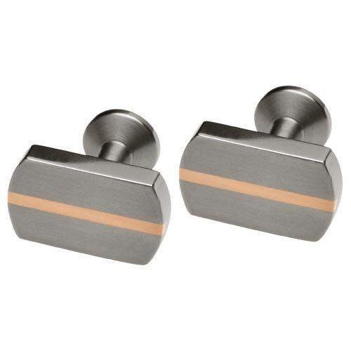 Titanium & 18ct Gold Cufflinks - OJTI2C102-Ogham Jewellery