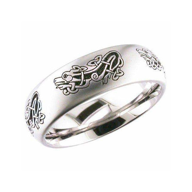 Titanium Celtic Dragon Design Ring - 2204CD17