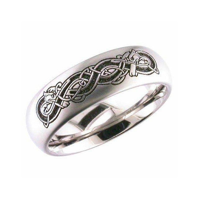 Titanium Celtic Ring with Dogs Design - 2204CD18