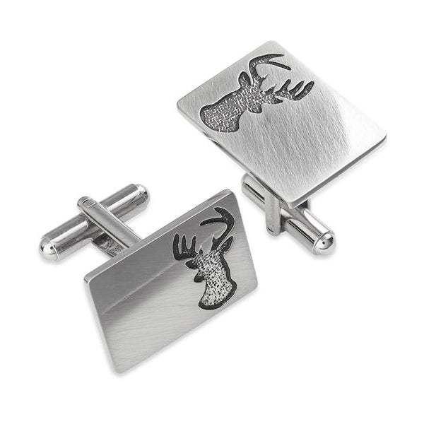 Stag Silhouette Pewter Cufflinks - TRCL507 Celtic Art