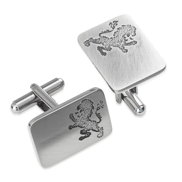 Lion Rampant Silhouette Pewter Cufflinks - TRCL508 Celtic Art