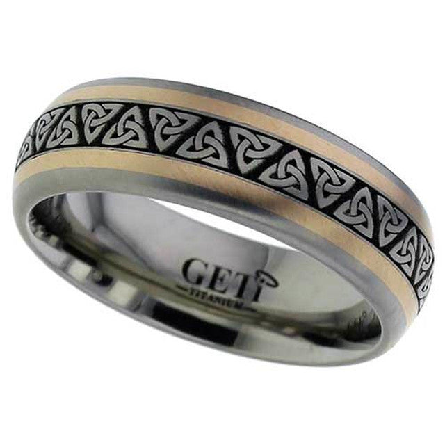 Titanium And Rose Gold Celtic Triquerta Ring - 2213R-TRIN