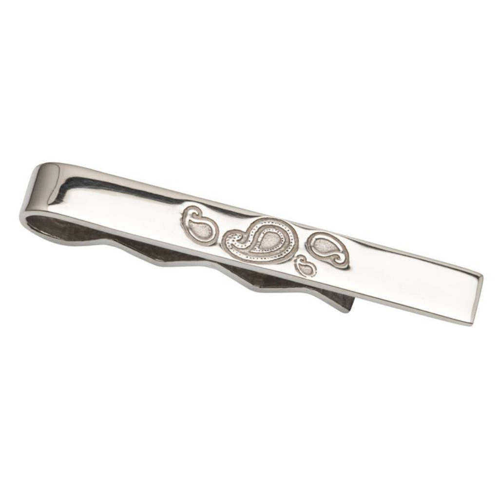 Sterling Silver Paisley Pattern Tie Slide - TS002