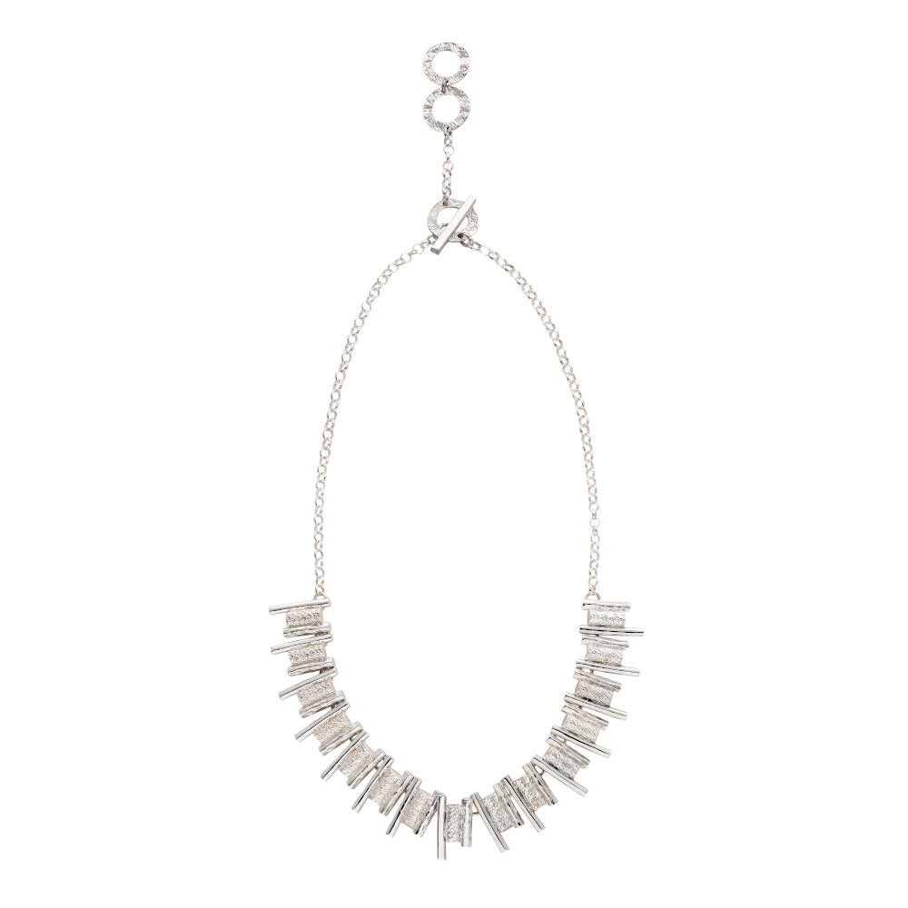 Chris Lewis Sterling Silver Tube and Line Necklace