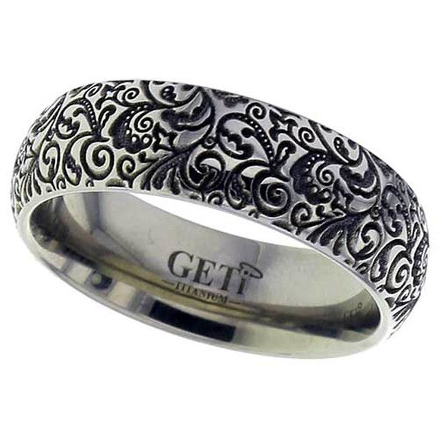 Titanium Floral Pattern Ring - 2204-VIN4